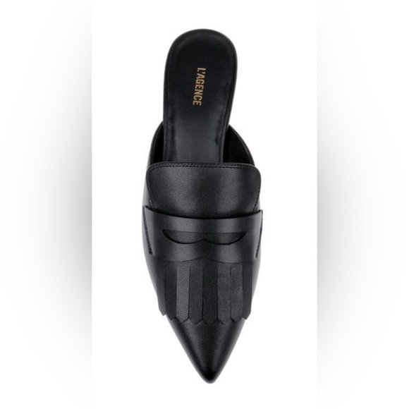 Nib L'Agence Women's Barbe Ii Pointed Toe Kiltie Fringe Loafer Mule black 6.5 - Picture 1 of 6